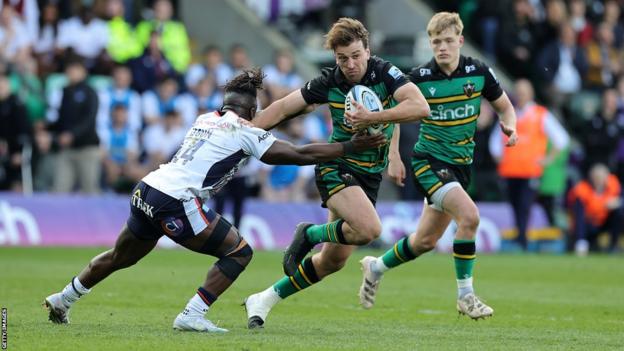 James Ramm with the ball for Northampton against Saracens in April