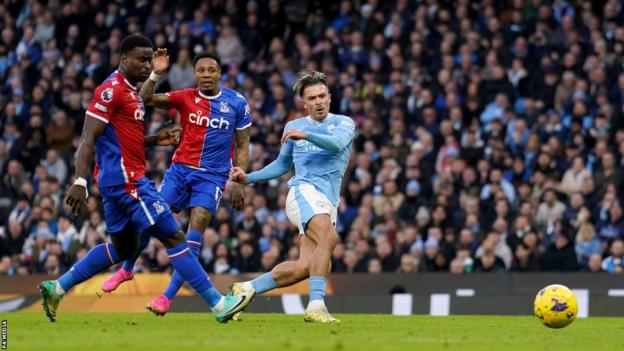 Jack Grealish scores for Manchester City against Crystal Palace