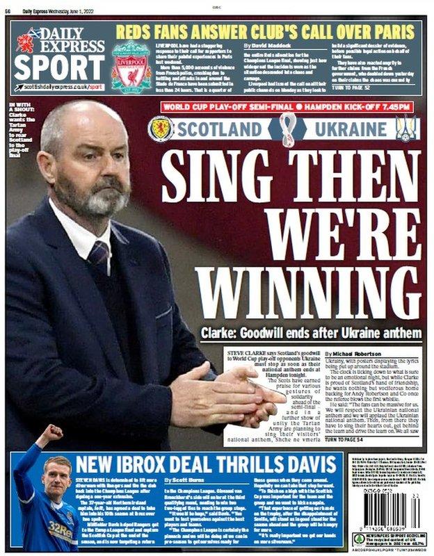 The back page of the Scottish Daily Express on 010622