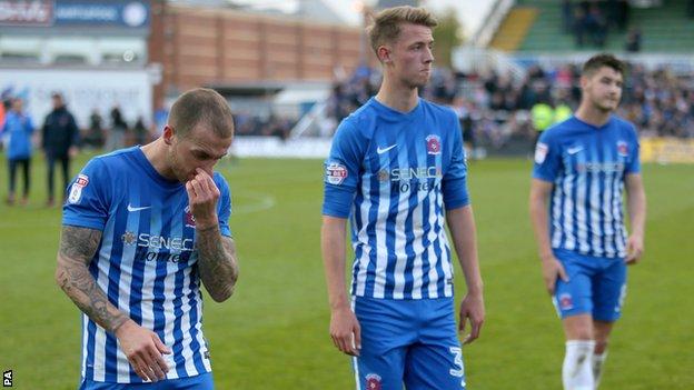 Hartlepool players look dejected after relegation