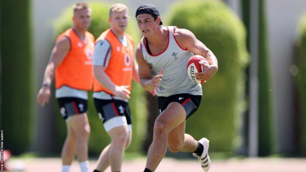 Louis Rees-Zammit training in Turkey where Wales also trained ahead of the 2019 World Cup