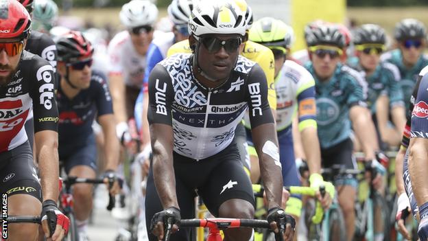 Nic Dlamini of South Africa in action for Team Qhubeka NextHash