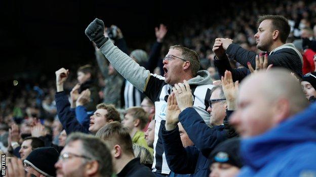 Newcastle fans at St James' Park on Sunday