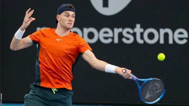 Jack Draper in action at the Adelaide International