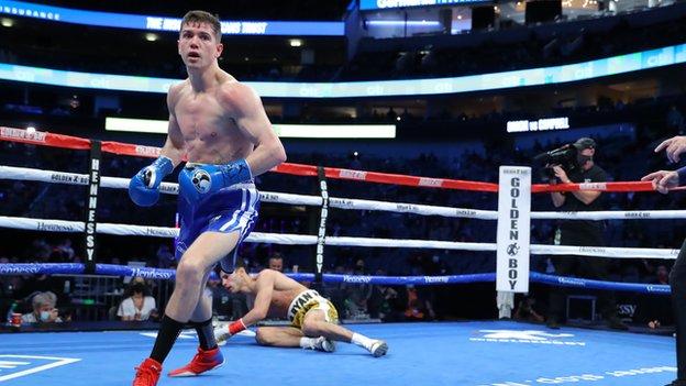 Luke Campbell knocks Ryan Garcia down