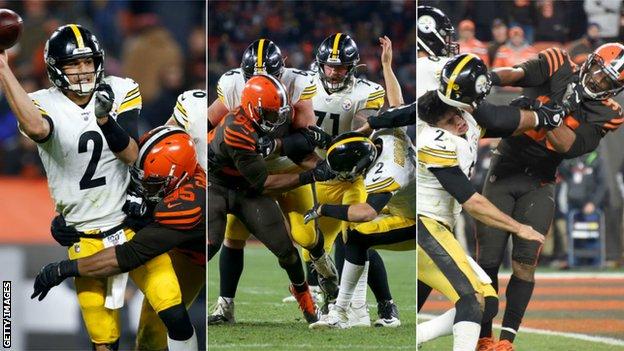 Myles Garrett: Cleveland Browns player hits Steelers' Mason Rudolph with  helmet - BBC Sport
