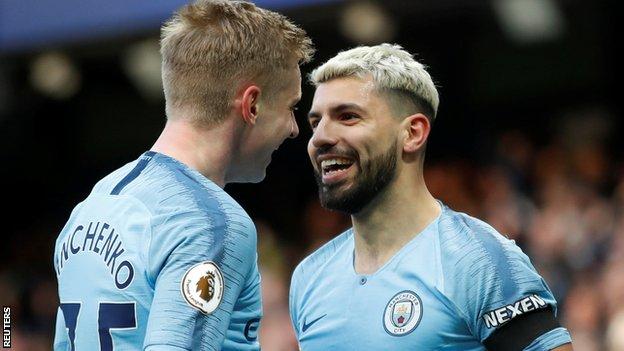 Sergio Aguero was Manchester City's hat-trick hero again as they returned to the top of the ...