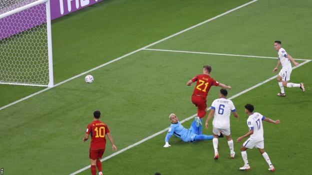 Dani Olmo scores Spain's opening goal