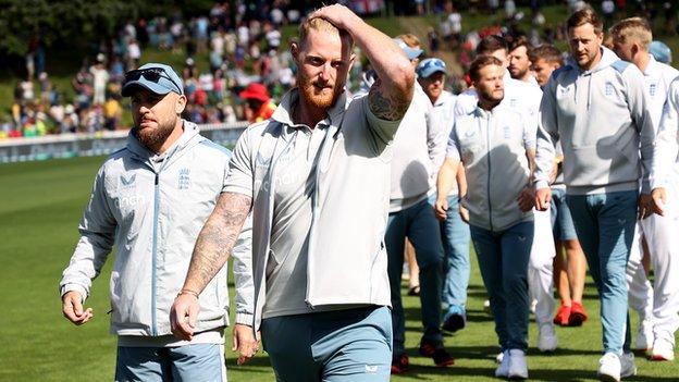 Ben Stokes on the pitch after England defeat