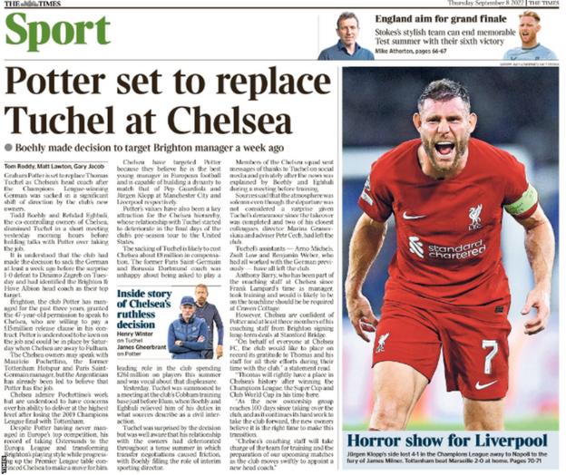 Thursday's back pages BBC Sport