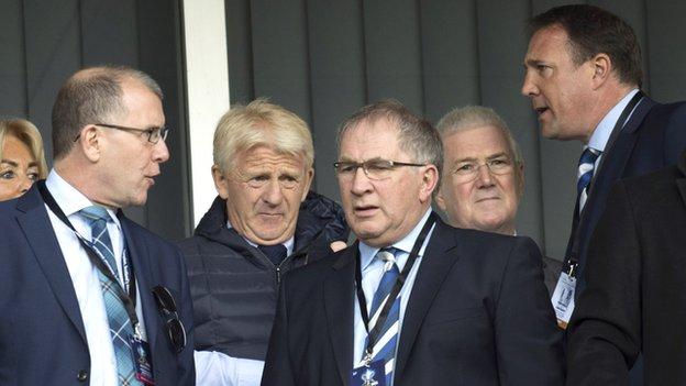 Scottish FA chief executive Stewart Regan, former Scotland manager Gordon Strachan, and SFA president Alan McRae