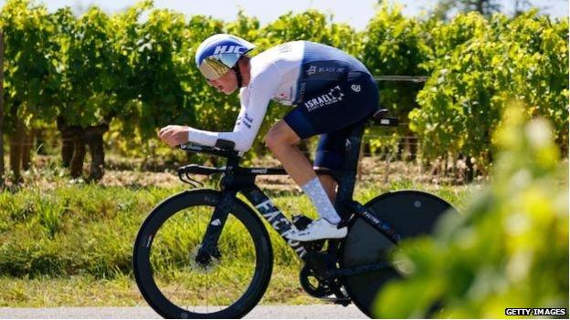 Chris Froome competes in the time trial during the 2021 Tour de France
