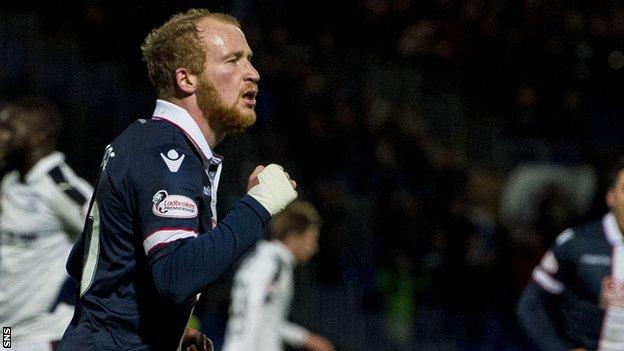 Liam Boyce celebrates scoring for Ross County against Dundee