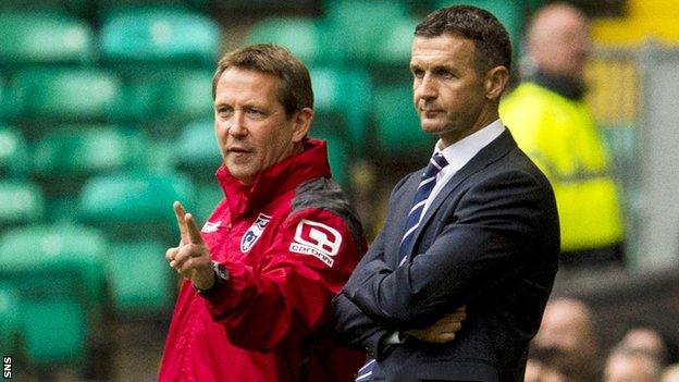 Ross County assistant manager Billy Dodds and manager Jim McIntyre