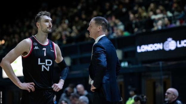 London Lions' Sam Dekker with head coach Ryan Schmidt