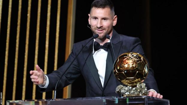 Lionel Messi with Ballon d'Or