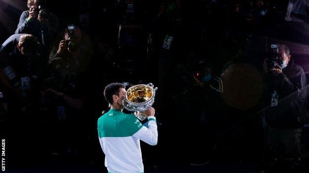 Novak Djokovic with the trophy