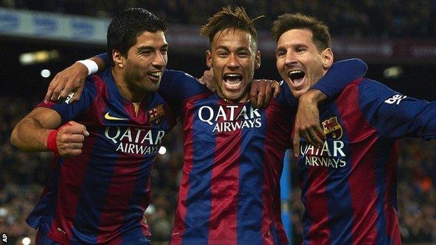 Luis Suarez, Neymar and Lionel Messi