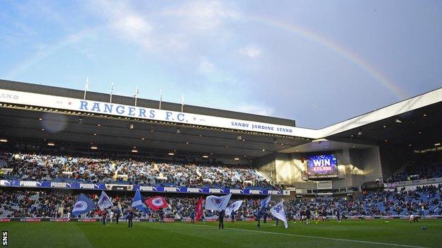 The Ibrox Stadium in Glasgow, Scotland. Home ground of the Glasgow Ran