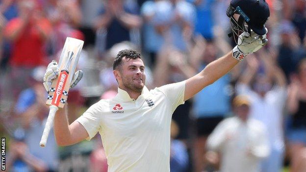 Dom Sibley celebrates his maiden Test century