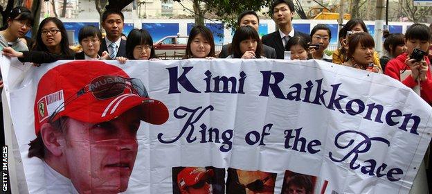 Fans of Kimi Raikkonen at the Chinese Grand Prix