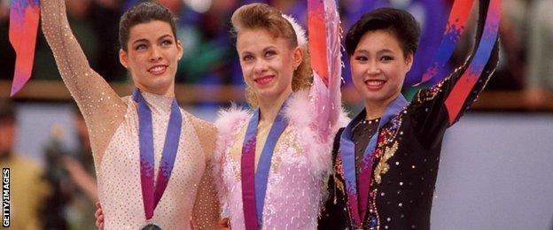 Kerrigan (left) won silver at the 1994 Winter Olympics in Lillehammer