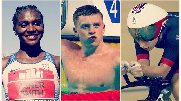 Dina Asher-Smith, Adam Peaty and Laura Kenny