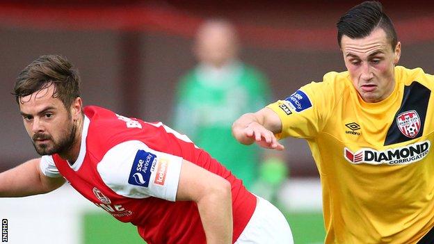 Greg Bolger of St Patrick's Athletic in action against Derry's Aaron McEneff