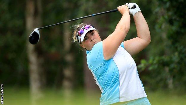 Alice Hewson after hitting her tee shot