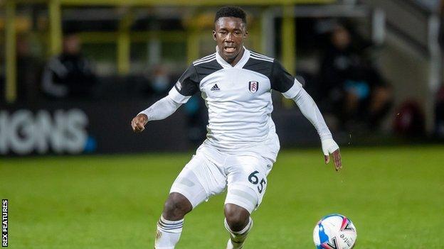 Terry Ablade playing for Fulham's under-21 team in the EFL Trophy against Burton Albion