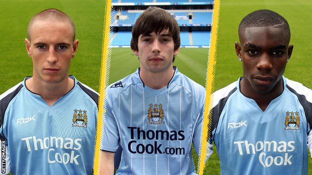 Man City trio Ashley Williams, Karl Moore and Micah Richards, pictured in the summer of 2006