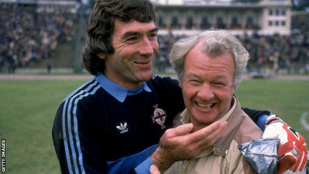 Bingham, pictured with goalkeeper Pat Jennings, led the most-successful spell in Northern Ireland's history