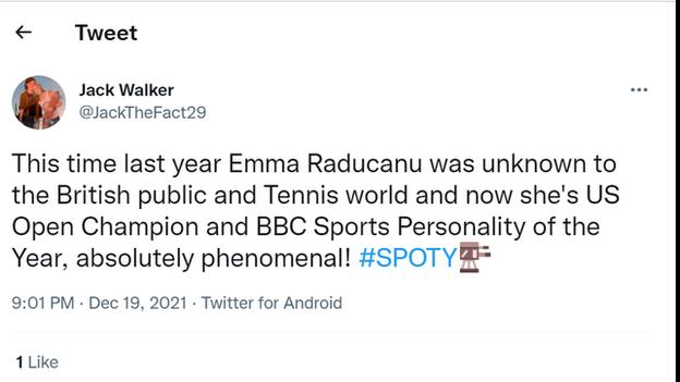 Tweets congratulating Emma Raducanu