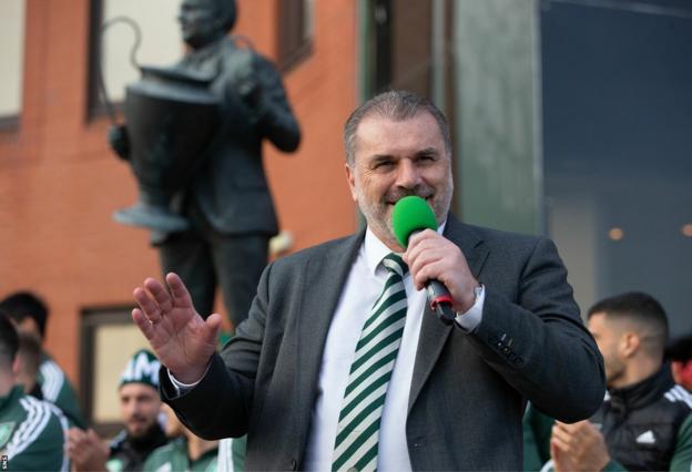 Celtic manager Ange Postecoglou holds court at Parkhead