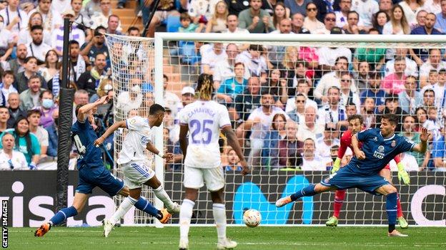 Rodrygo scores Real Madrid's second goal against Espanyol