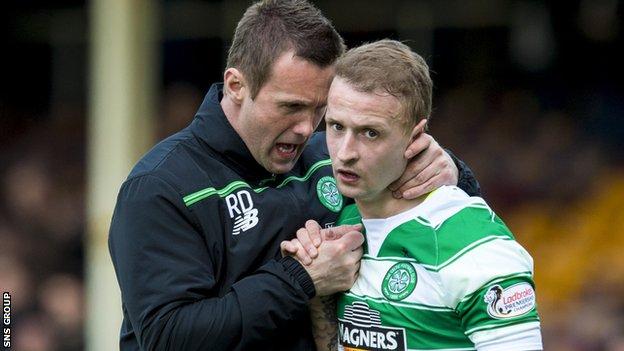 Celtic manager Ronny Deila with striker Leigh Griffiths