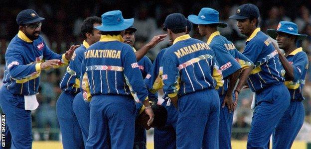 Sri Lanka celebrate during the 1996 World Cup