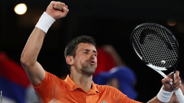 Novak Djokovic celebrates after winning the Adelaide International