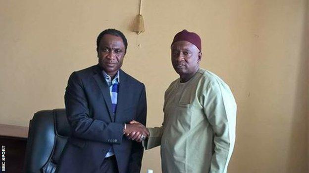 The Gambia sports minister Henry Gomez (left) has given his support to Bori Darboe (right