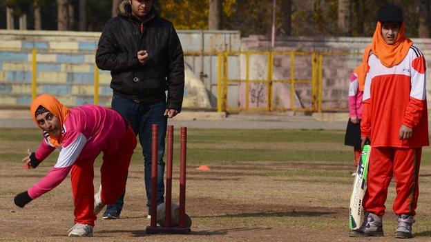 Afghan women play cricket in Herat in December 2015.