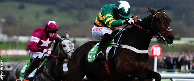 Second favourite Buveur D'Air, ridden by Noel Fehily, stormed to victory in the Champion Hurdle