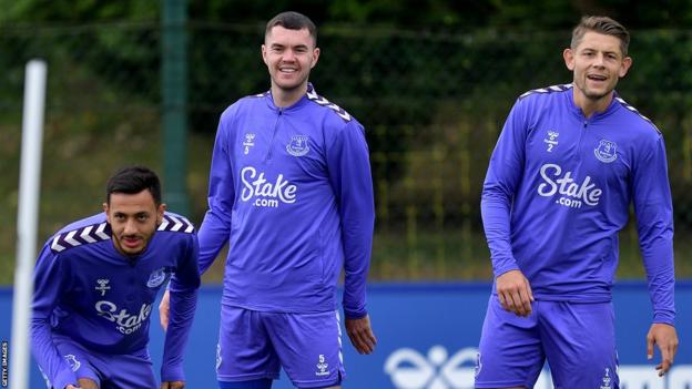 Dwight McNeil, Michael Keane and James Tarkowski