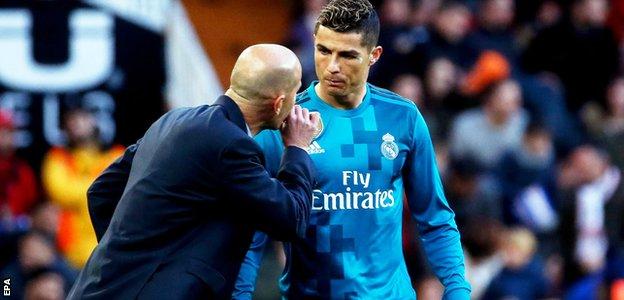 Real Madrid's Cristiano Ronaldo and Zinedine Zidane
