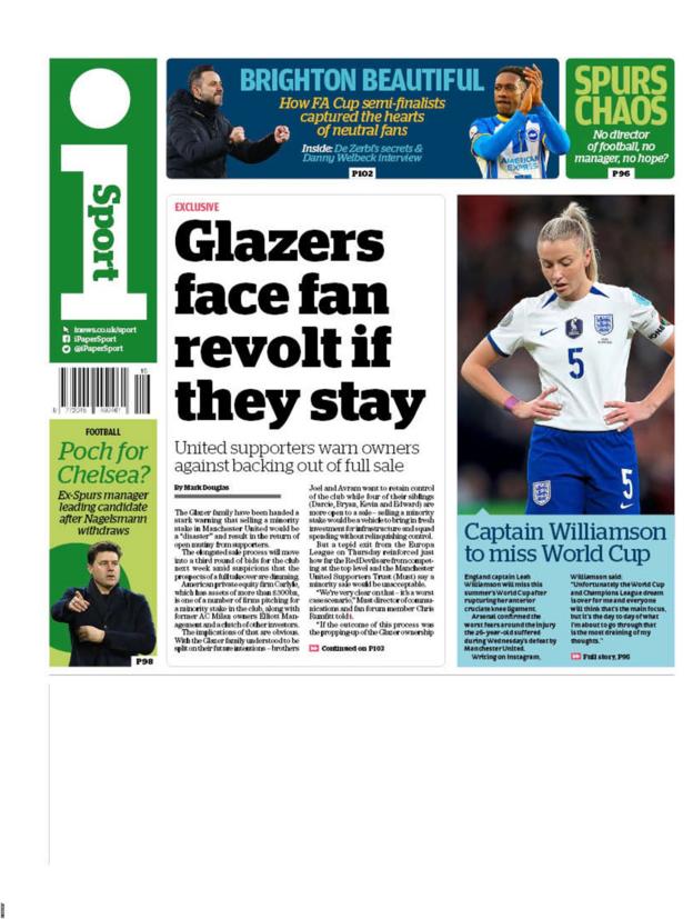 Saturday's back pages BBC Sport