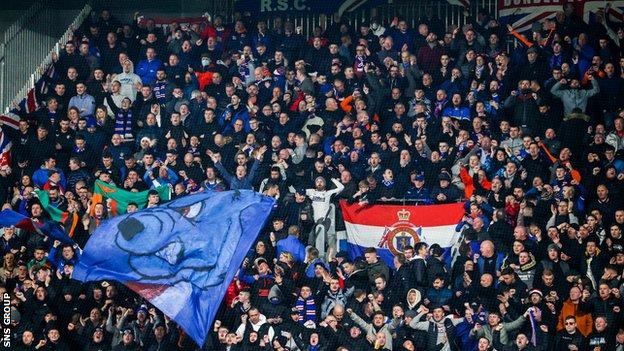 Les Rangers ont emmené les fans au Danemark pour le précédent match de groupe à l'extérieur avec Brondby