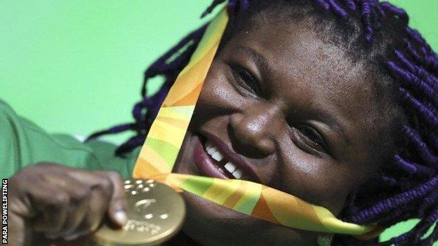 Precious Orji with her 2019 Paralympic gold medal
