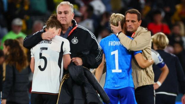 Germany players react to exiting the World Cup