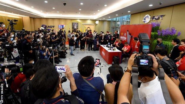 Liverpool press conference in Bangkok airport