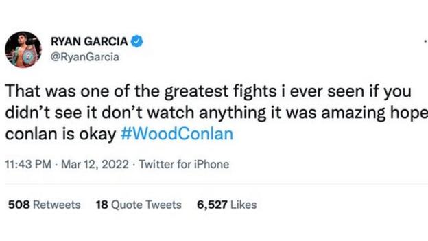 Ryan Garcia labels the fight the greatest of all time in a Twitter post