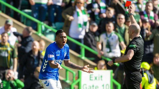 Alfredo Morelos is sent off